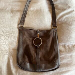 Suede leather crossbody satchel by Sequoia Paris